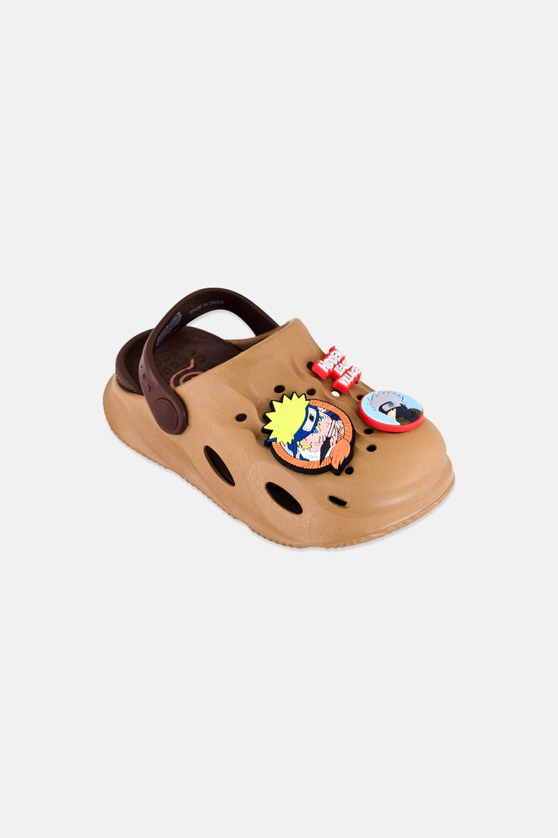 Naruto Toddlers Boy Slip On Clogs, Brown - Image 1